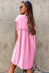 Frilled Trim Crew Neck Loose Fit Mini Dress